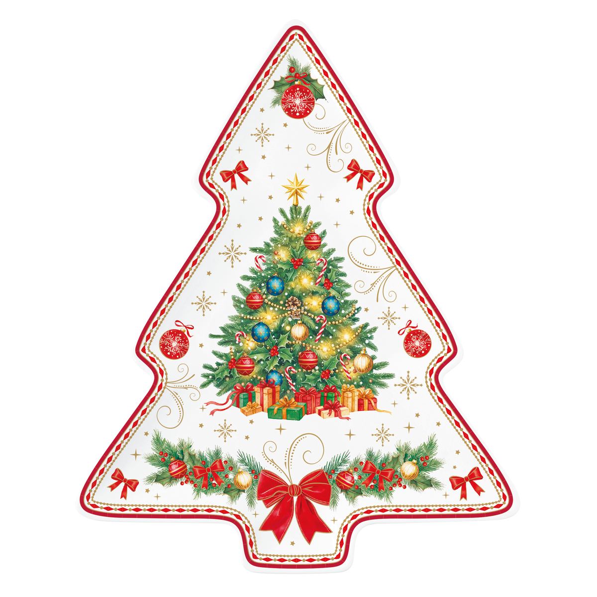 EASY LIFE Piatto Natalizio a Forma di Abete Christmas Heritage in Porcellana 25,5 cm