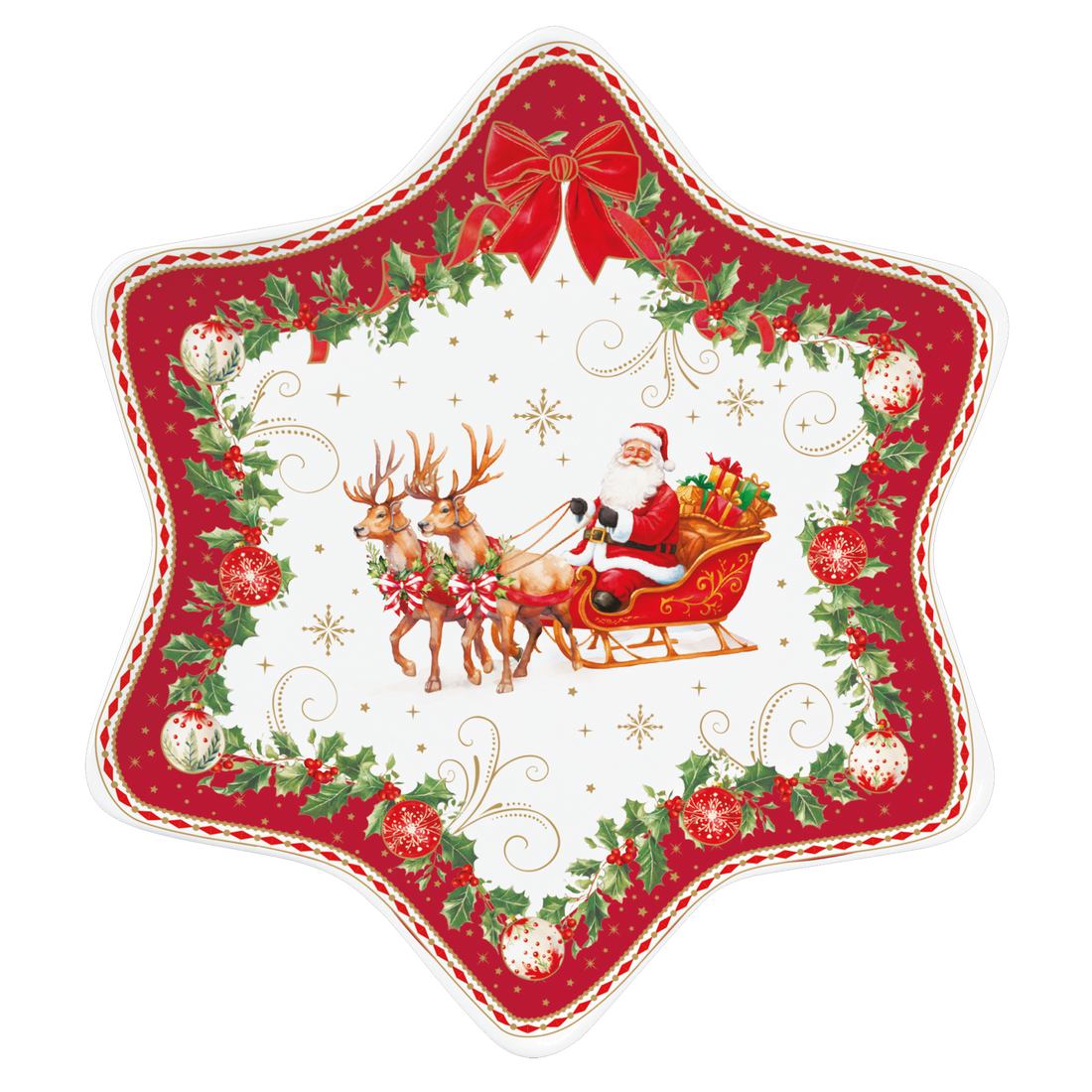 EASY LIFE Piatto Natalizio Christmas Heritage in Porcellana 22,5 cm