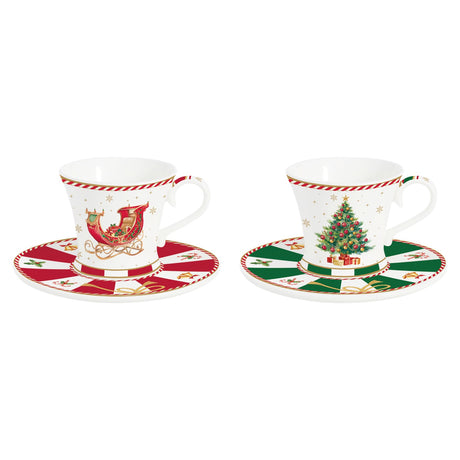 Set 2 tazzine caffè con piattino Christmas Tale Easy Life 80 ml