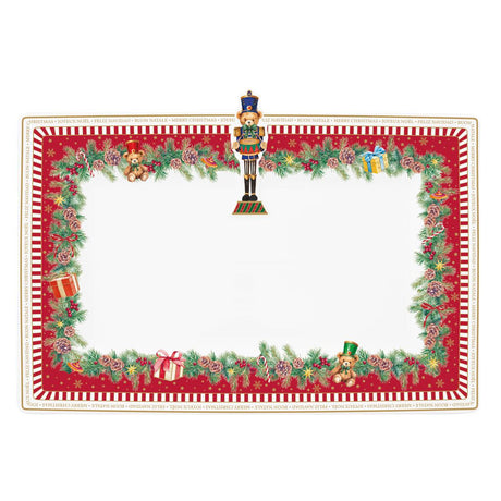 Vassoio natalizio Christmas Teddy Easy Life porcellana 36x24 cm