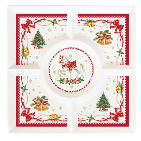 Vassoio aperitivi a scomparti Christmas Tale Easy Life 25x25 cm