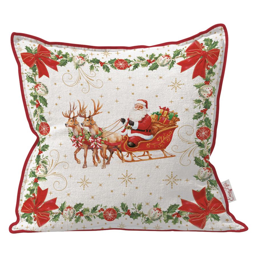 EASY LIFE Cuscino Natalizio Christmas Heritage Santa Claus in Poliestere 45x45cm