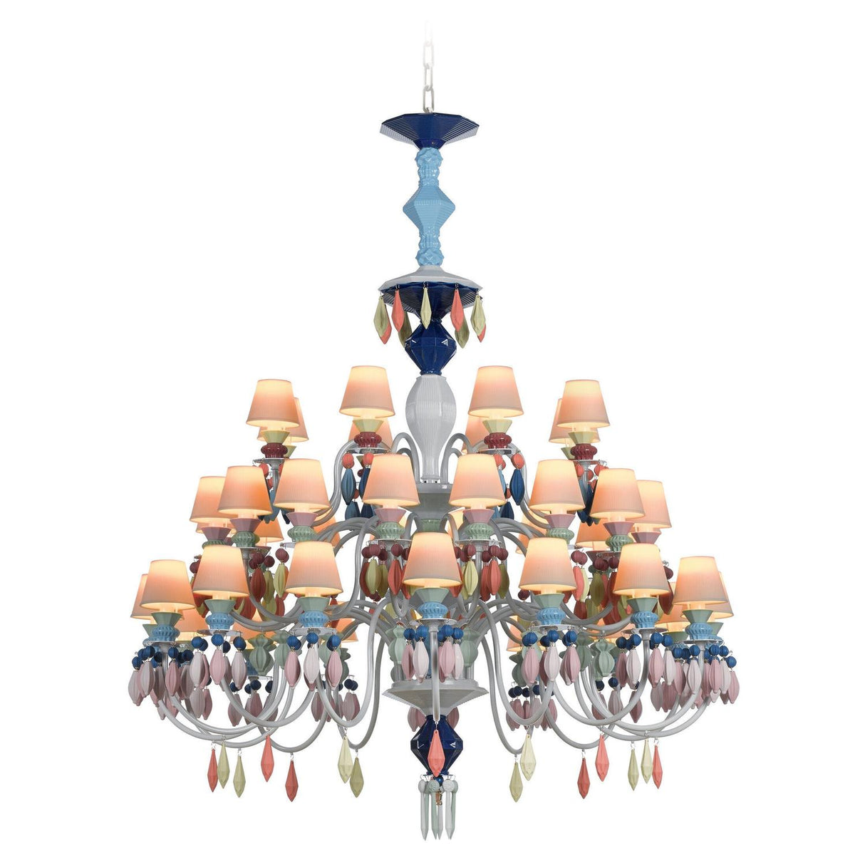 LLADRO' Chandelier Belle De Nuit 40 Luci Multicolore 150x100cm Porcellana