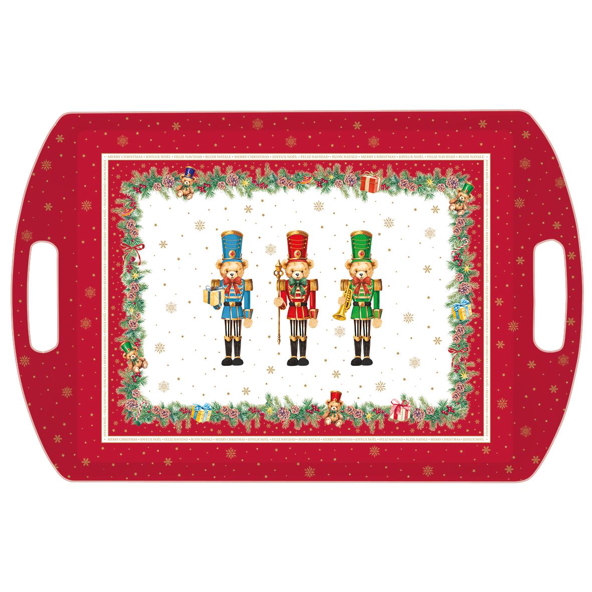EASY LIFE Vassoio Natalizio con Manici Christmas Teddy in Melamina 52x35cm