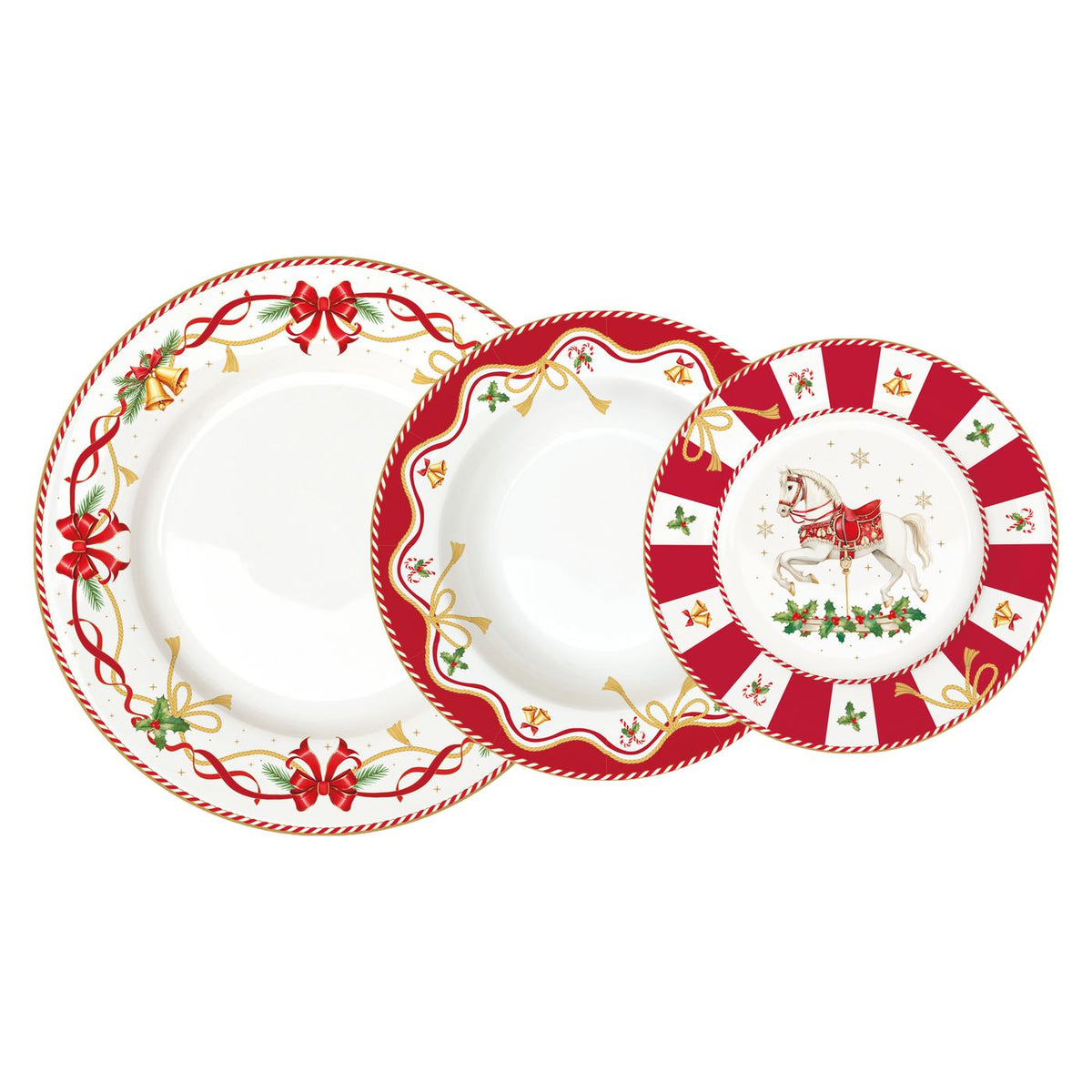 EASY LIFE Servizio Piatti Natalizio 18 Pezzi Christmas Tale in Porcellana 26,5cm
