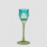 EDG Enzo De Gasperi Portacandela Tulipano 22cm Blu Vetro