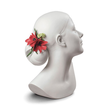Lladró - Figura statua porcellana Busto donna Lily con fiori