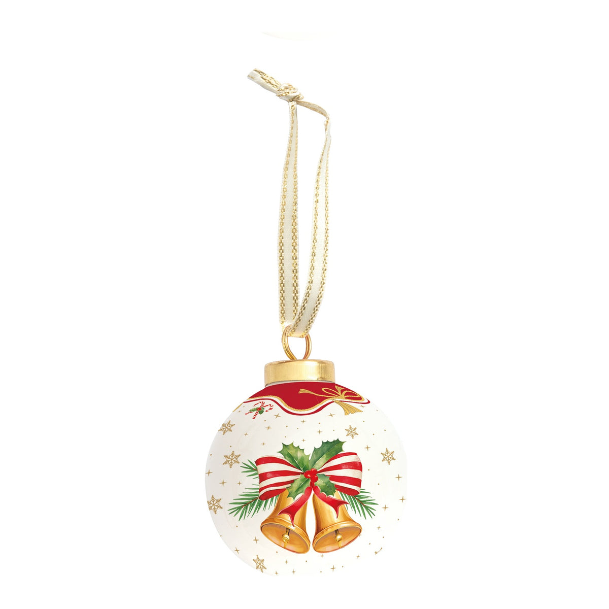 EASY LIFE Pallina di Natale Christmas Tale Campanelle con Fiocco in Ceramica e Dolomite 7cm