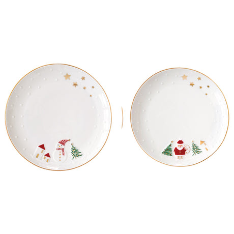 Set 2 piattini Let It Snow pupazzo di neve e Babbo Natale 16 cm