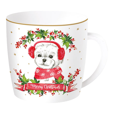 Tazza Christmas Dogs maltese Easy Life con scatola di latta