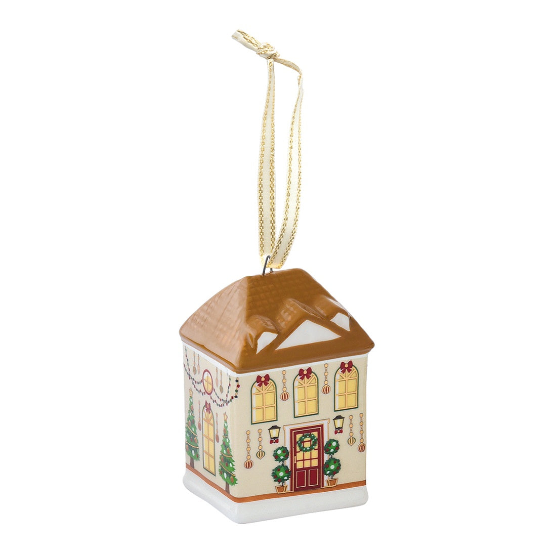 EASY LIFE Casetta Natalizia Festive Avenue Villetta Ocra in Ceramica e Dolomite 3,5x3,5cm