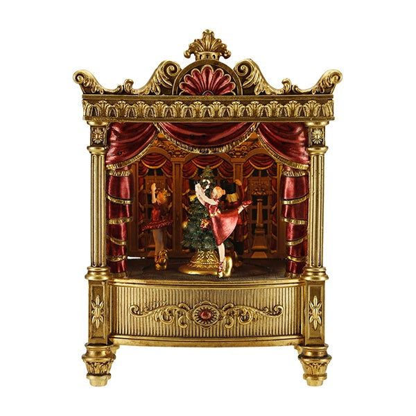 TIMSTOR Teatrino Natalizio Animato con Ballerine Oro e Rosso 24 cm