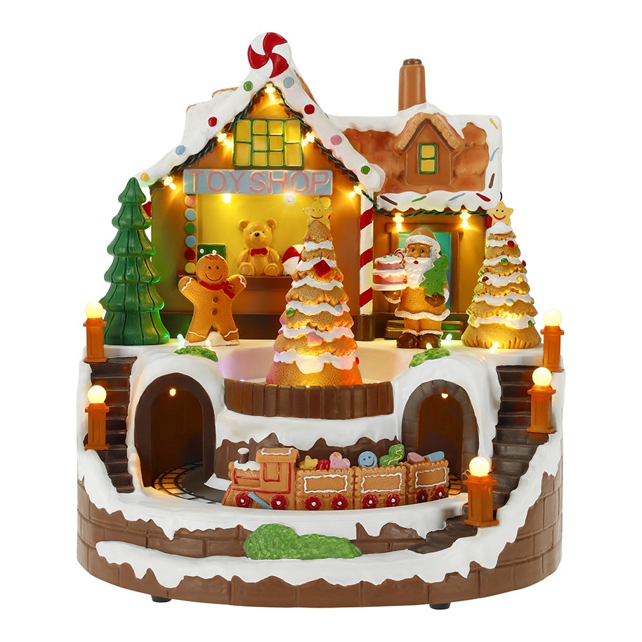 TIMSTOR Casa di Natale Animata con Trenino Luci LED e Musica 30,5 cm