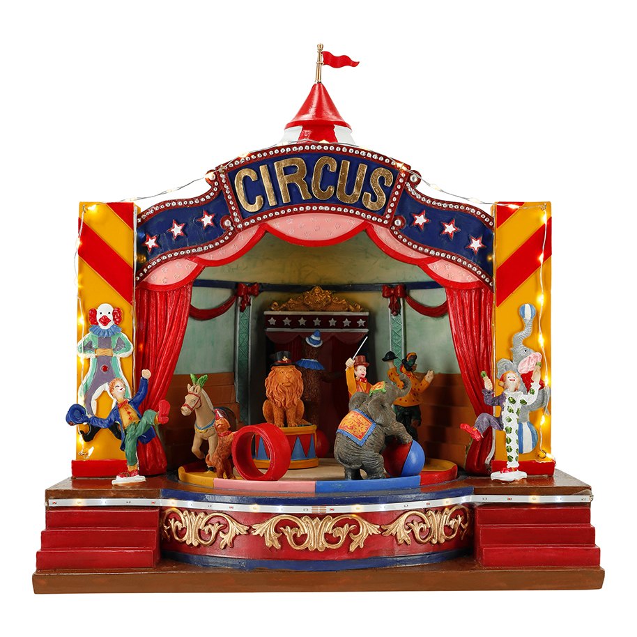 TIMSTOR Teatro del Circo Natalizio Animato con Luci LED e Musica 32,5 cm