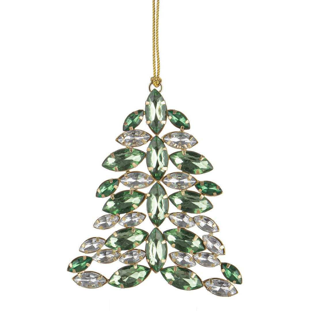 BIZZOTTO Albero di Natale da Appendere con Cristalli Verdi 14 cm