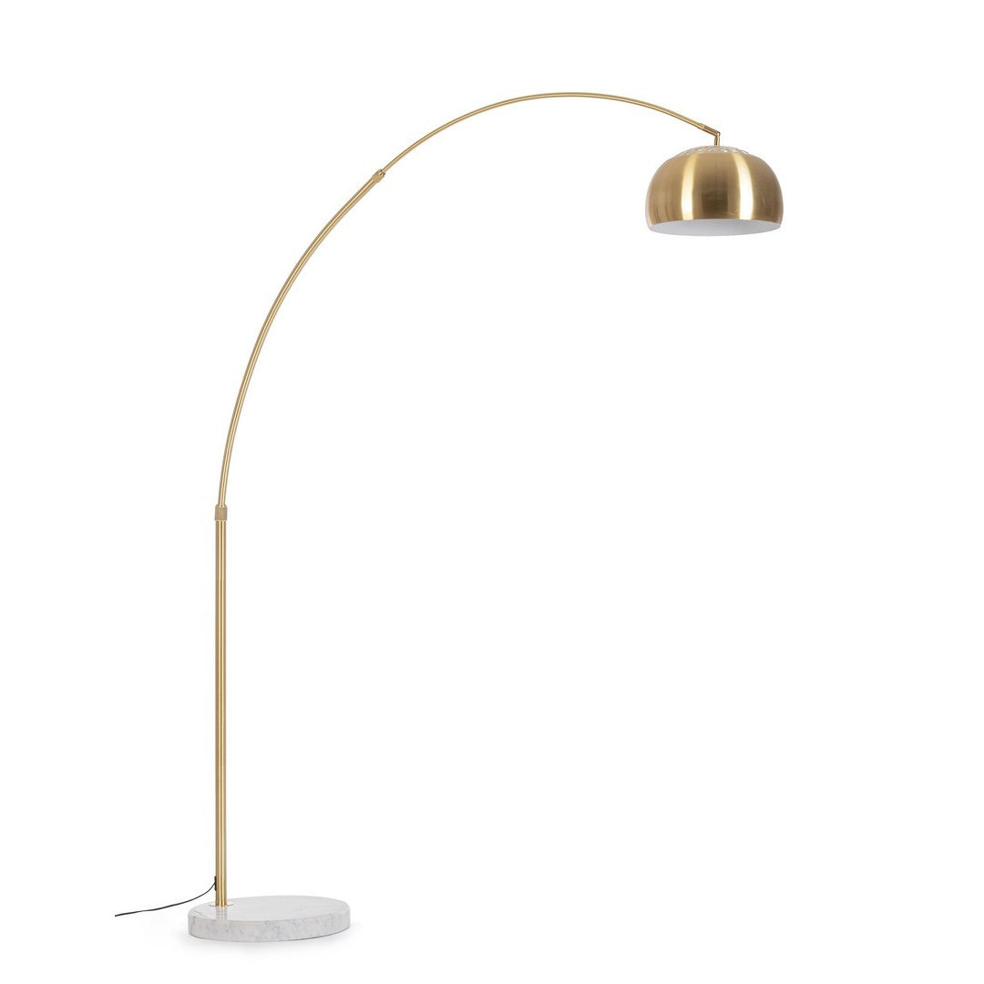 BIZZOTTO Lampada da Terra ad Arco in Metallo Oro con Base in Marmo Bianco 230 cm