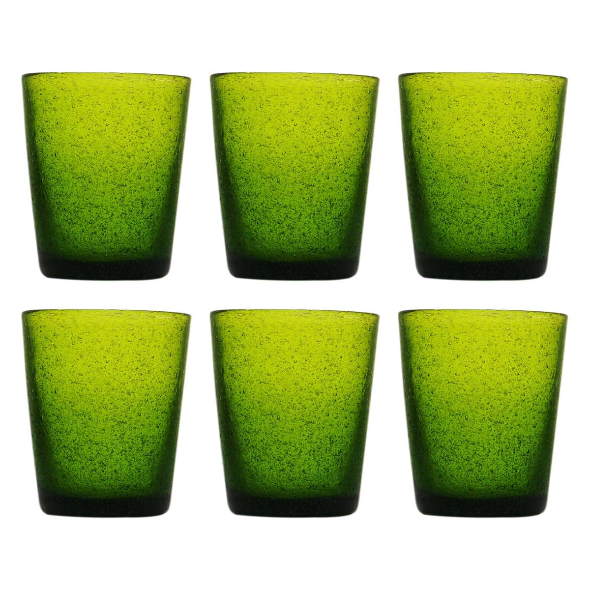 MEMENTO Bicchieri Acqua Monocolore Olive Verde Oliva Set 6 Pezzi 300ml Pasta di Vetro