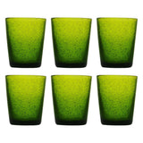 MEMENTO Bicchieri Acqua Monocolore Olive Verde Oliva Set 6 Pezzi 300ml Pasta di Vetro