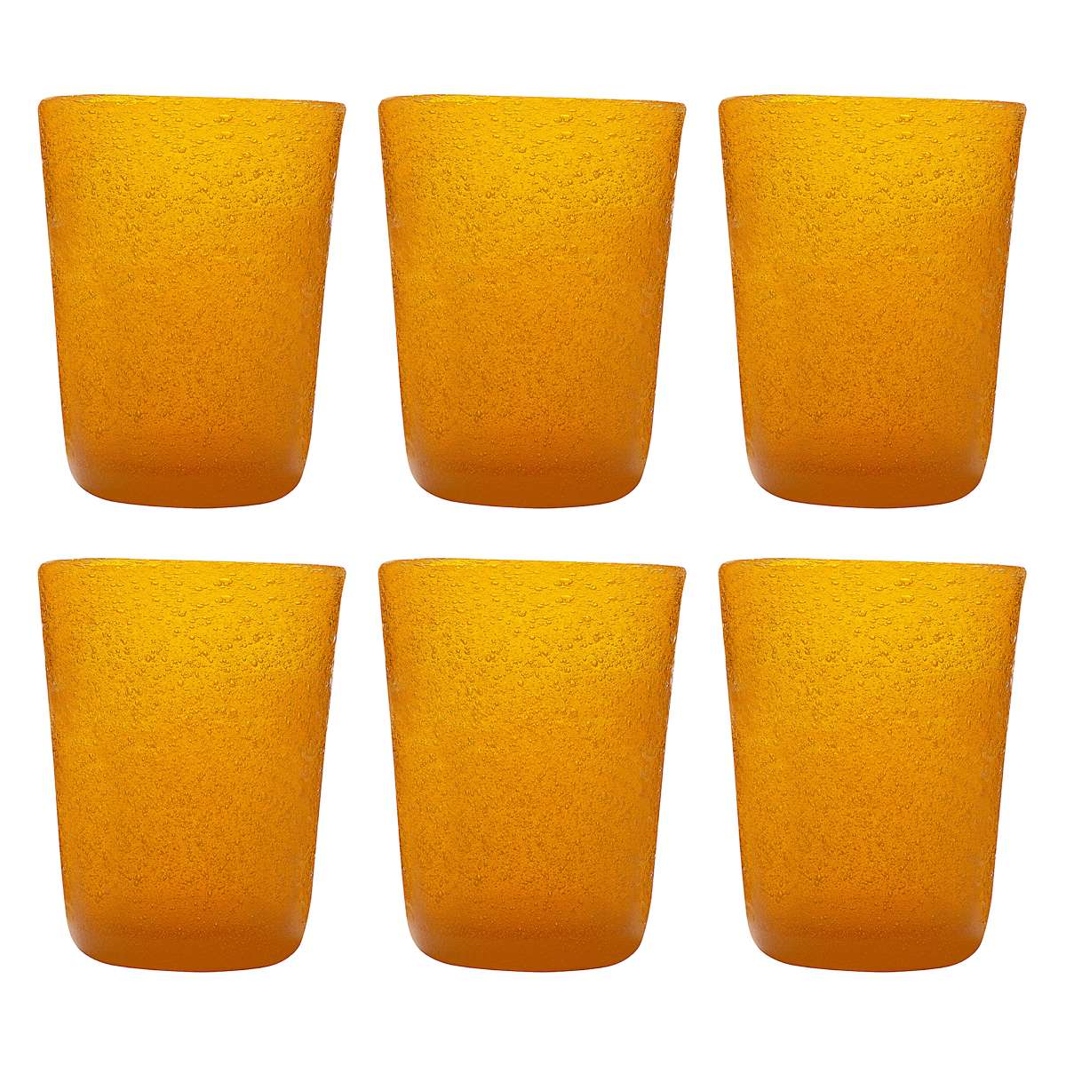 MEMENTO Bicchieri Acqua Monocolore Mandarin Giallo Mandarino Set 6 Pezzi 300ml Pasta di Vetro