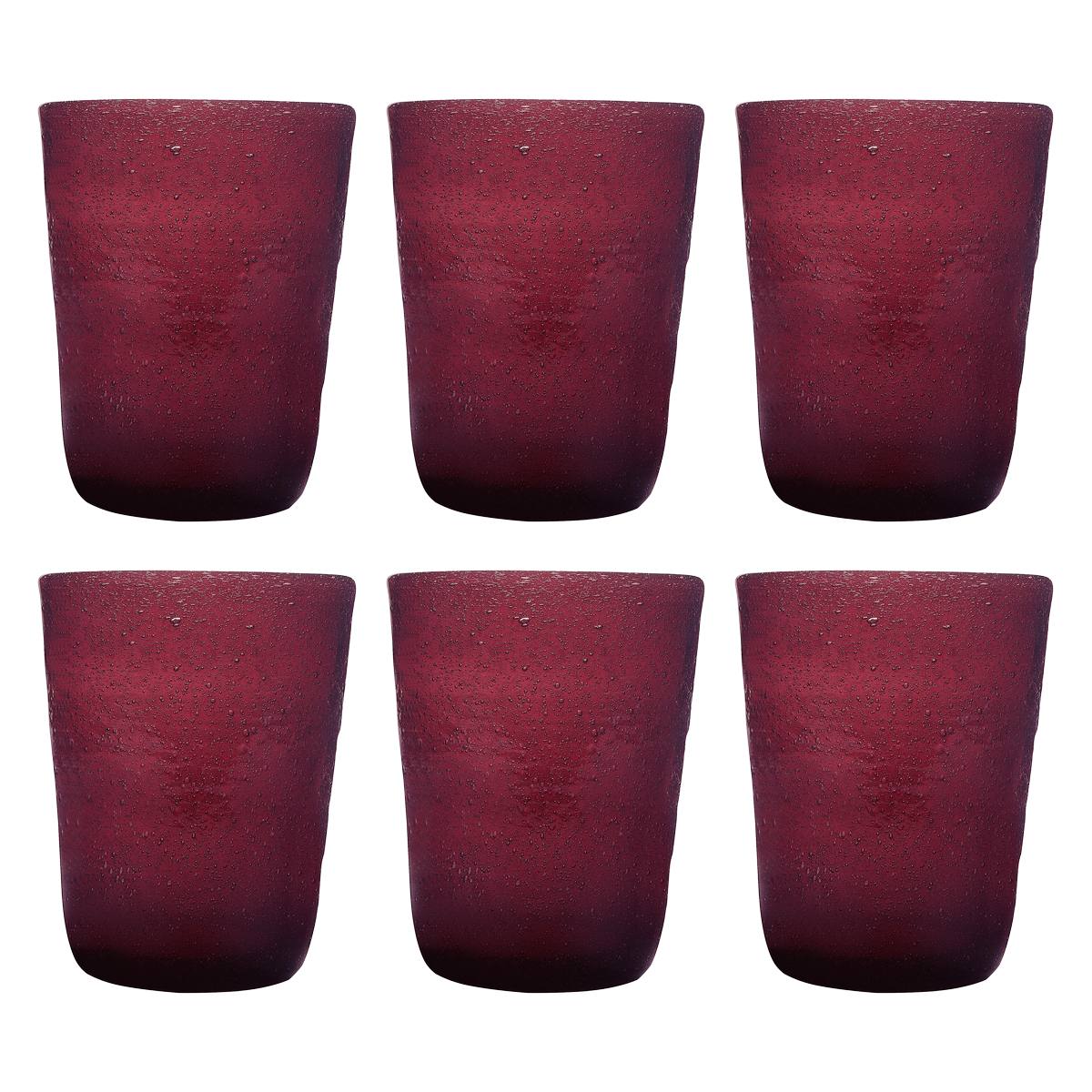 MEMENTO Bicchieri Acqua Monocolore Purple Vinaccia Set 6 Pezzi 300ml Pasta di Vetro