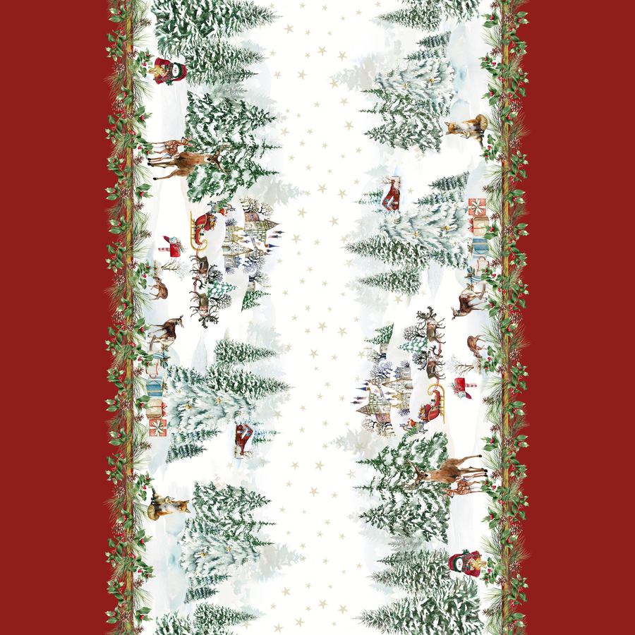 CASA ANVERSA Tovaglia Natalizia Christmas Village Rosso 150x180 cm