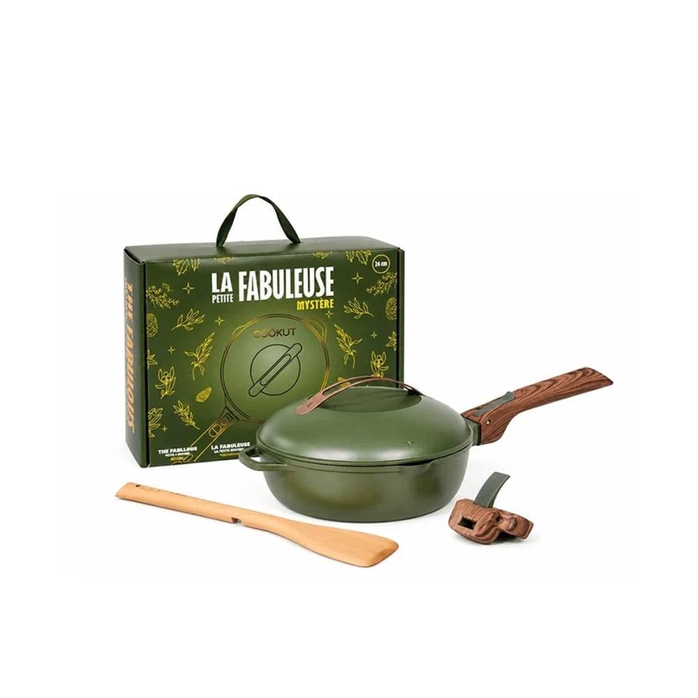 COOKUT Padella 8 in 1 Edizione Natalizia Cofanetto Regalo con Macinino Verde Felce 24 cm
