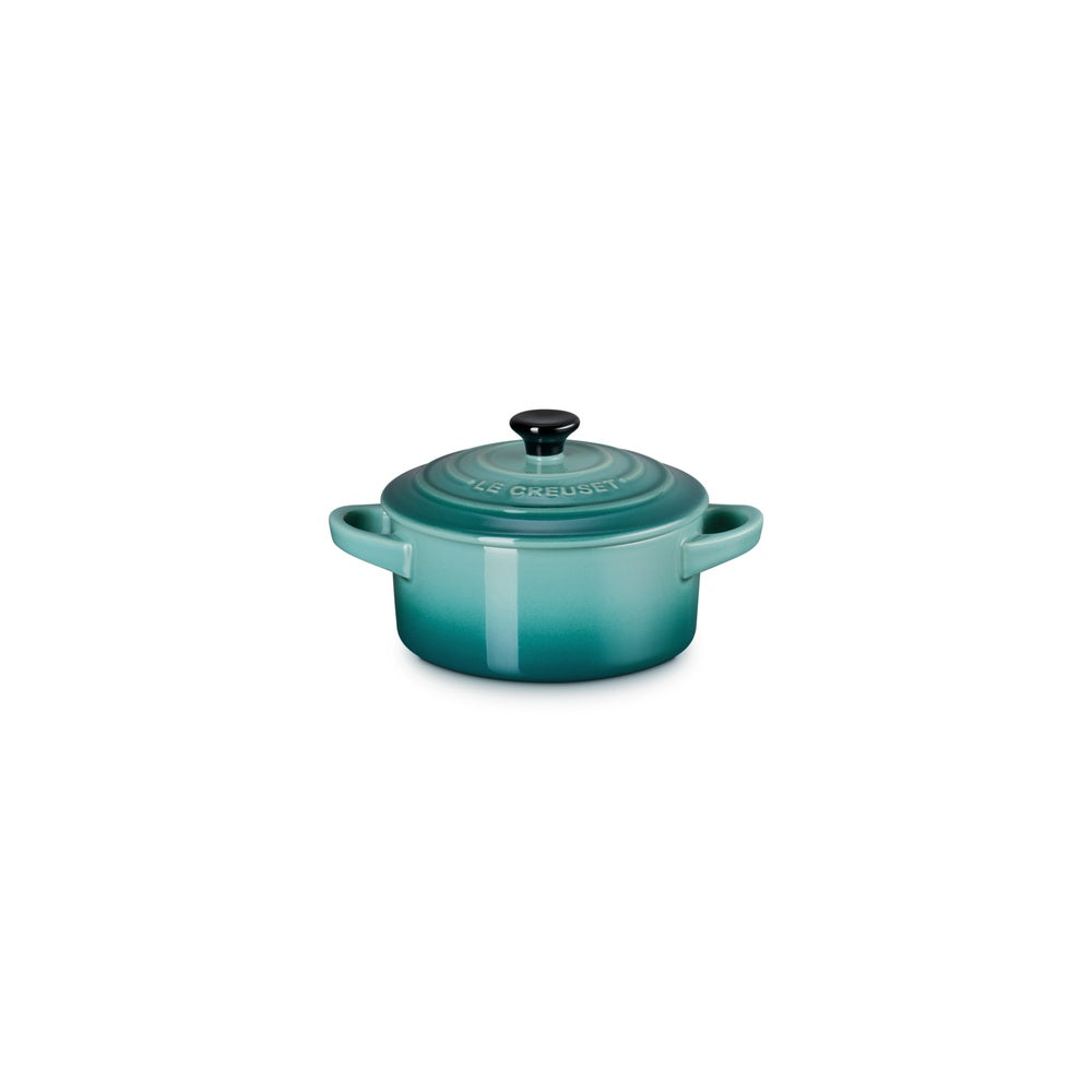 LE CREUSET Mini Cocotte Rotonda in Gres Vetrificato Blu Riviera 10 cm 0,25 L