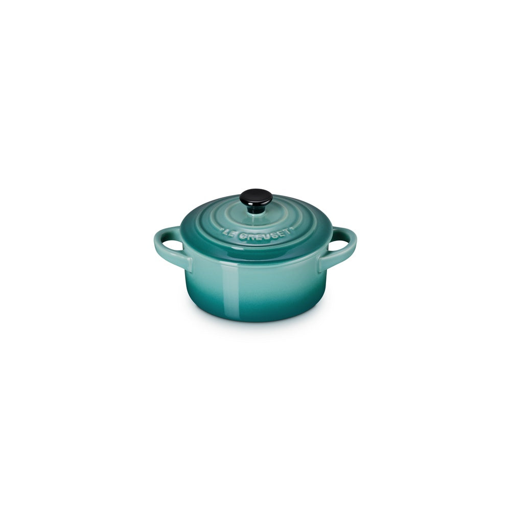 LE CREUSET Mini Cocotte Rotonda in Gres Vetrificato Blu Riviera 10 cm 0,25 L