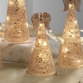 Angelo di Natale Mascagni Casa in vetro arancione con LED 19 cm