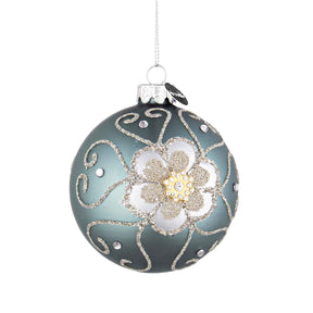 Pallina di Natale Bizzotto in vetro colore avio diametro 8 cm
