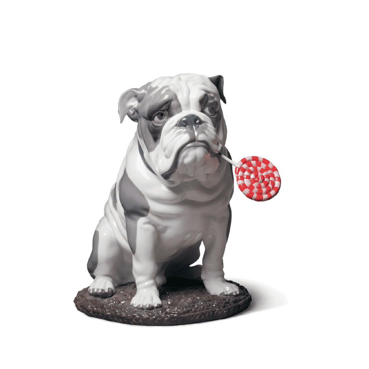LLADRO' Figurina Cane Bulldog con Leccalecca 33x33cm Porcellana