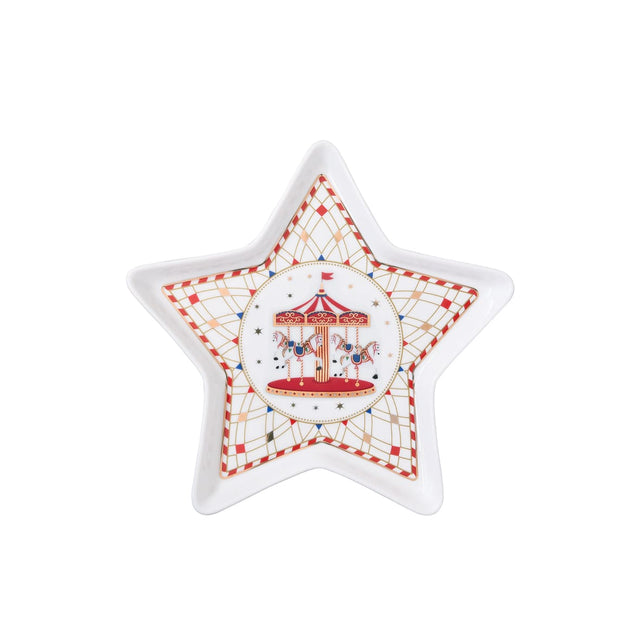 Piatto a stella Easy Life in porcellana decoro natalizio 19,5 cm