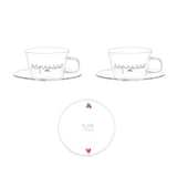 SIMPLE DAY Coffee Cup and Saucer Set 2 Pieces 100ml Glass