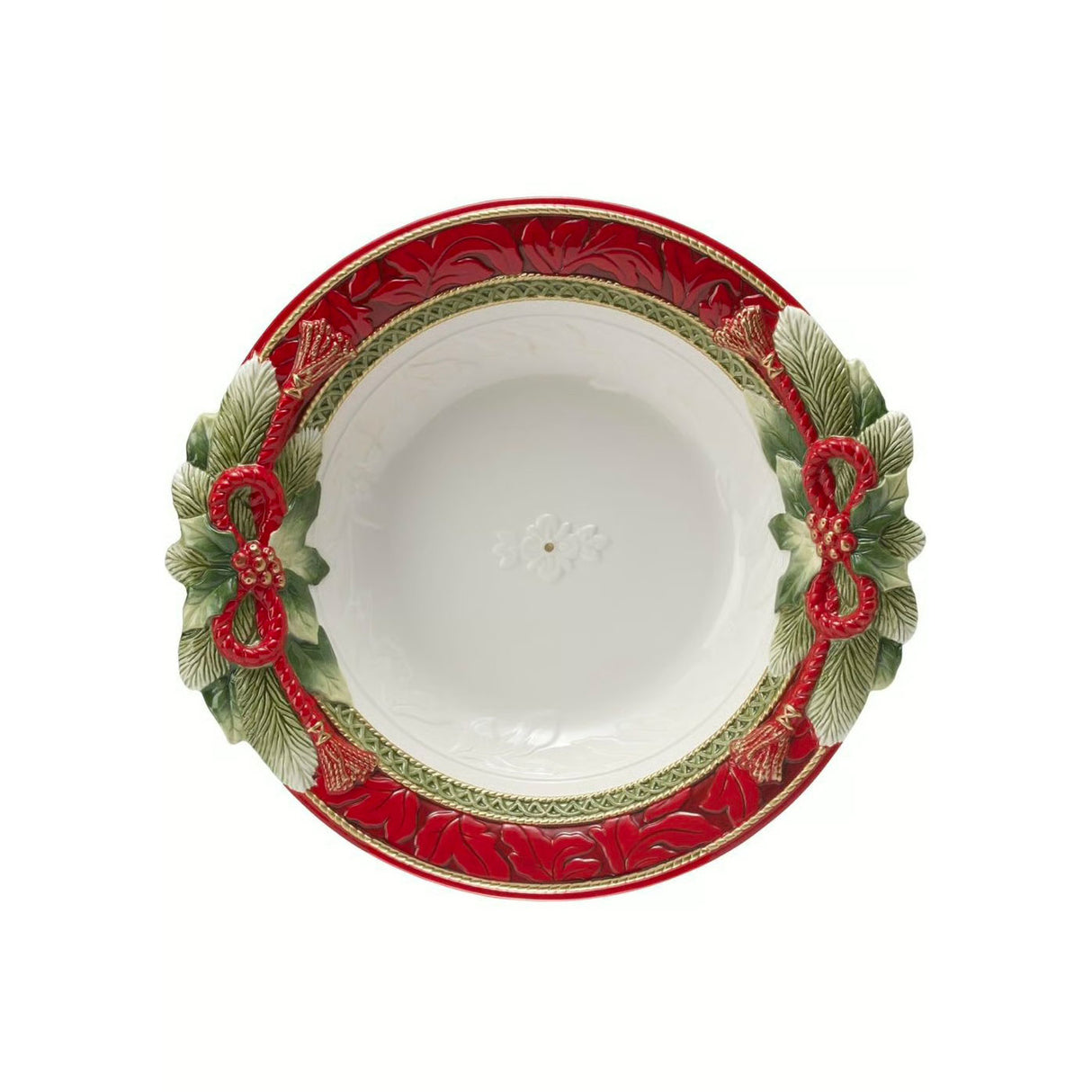 FITZ & FLOYD Vassoio Coppa Centrotavola 40cm Porcellana Tavola di Natale