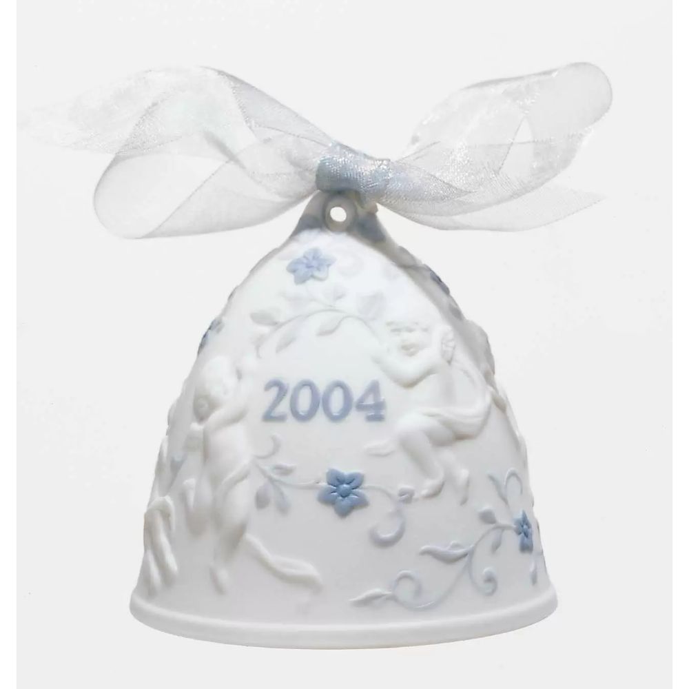 LLADRO' Campana Campanella di Natale 2004 Porcellana Bianco Blu H8cm