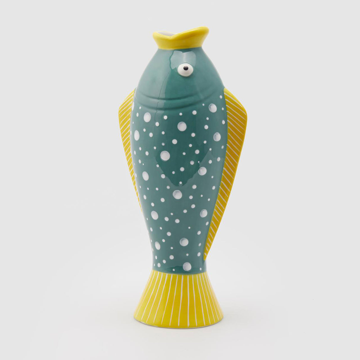 EDG Enzo De Gasperi Vaso Pesce 36cm Turchese Ceramica
