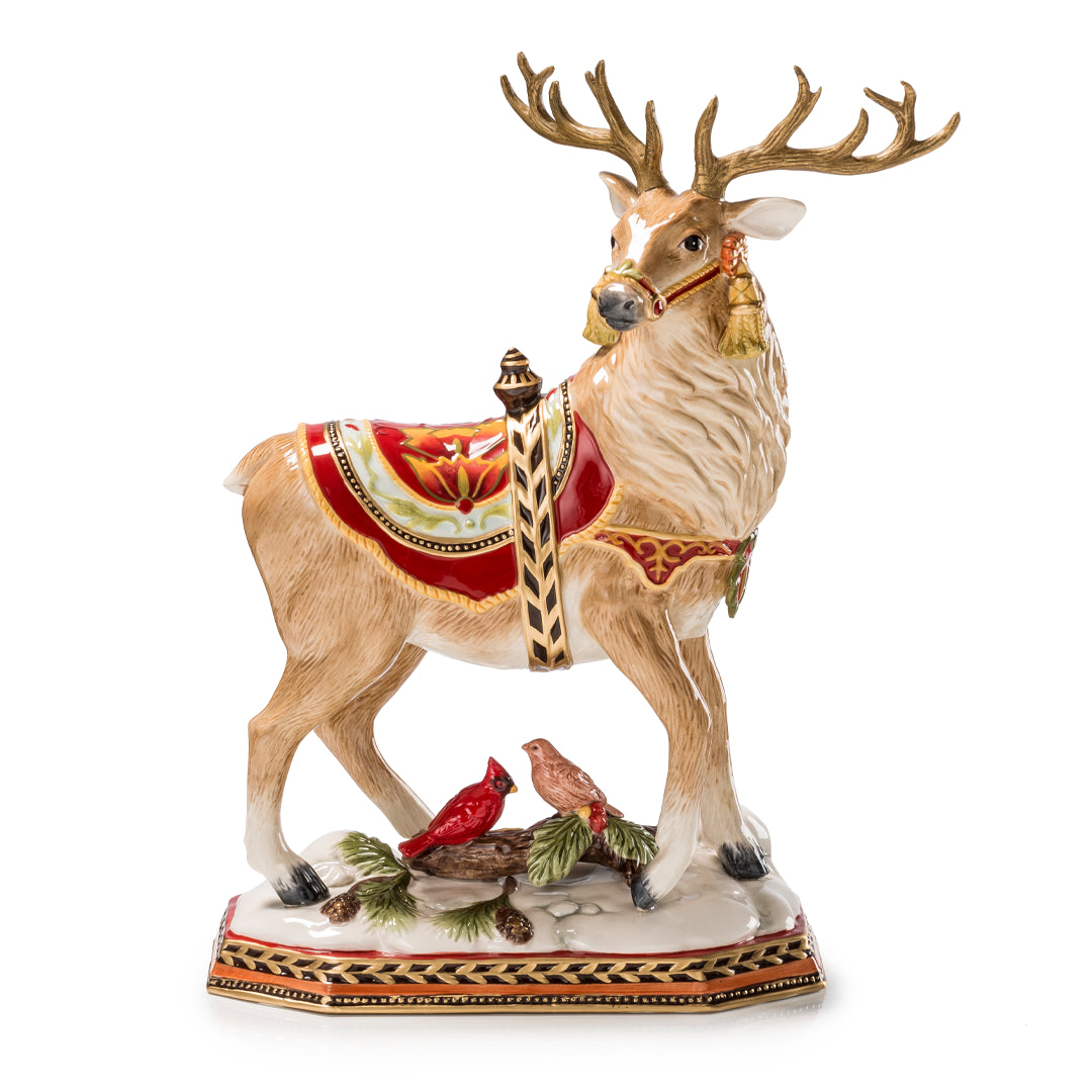 FITZ & FLOYD - Figura Statua Decorazione Renna 38cm Porcellana Natale