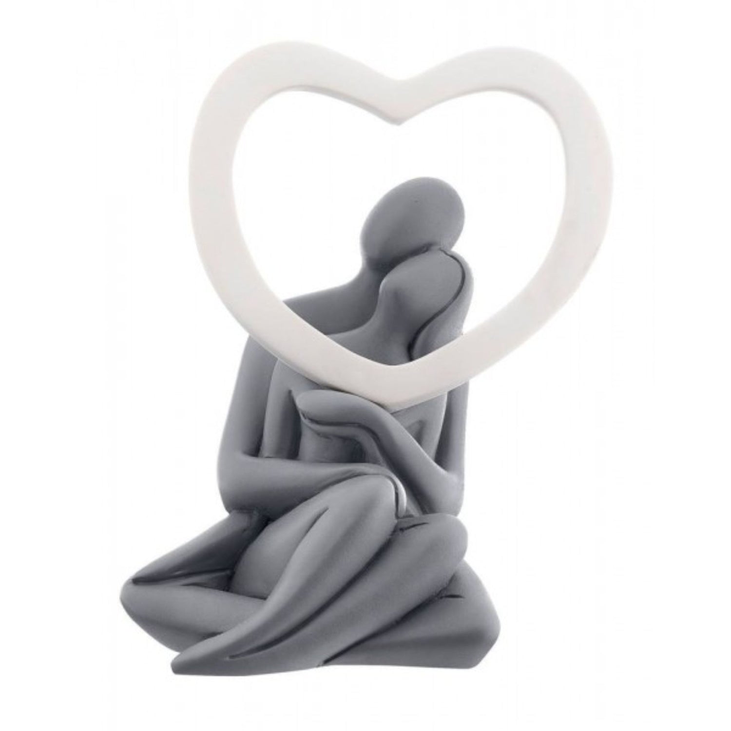 BONGELLI PREZIOSI - Figura Statuina Coppia Cuore Grigia 13 cm Marmorino