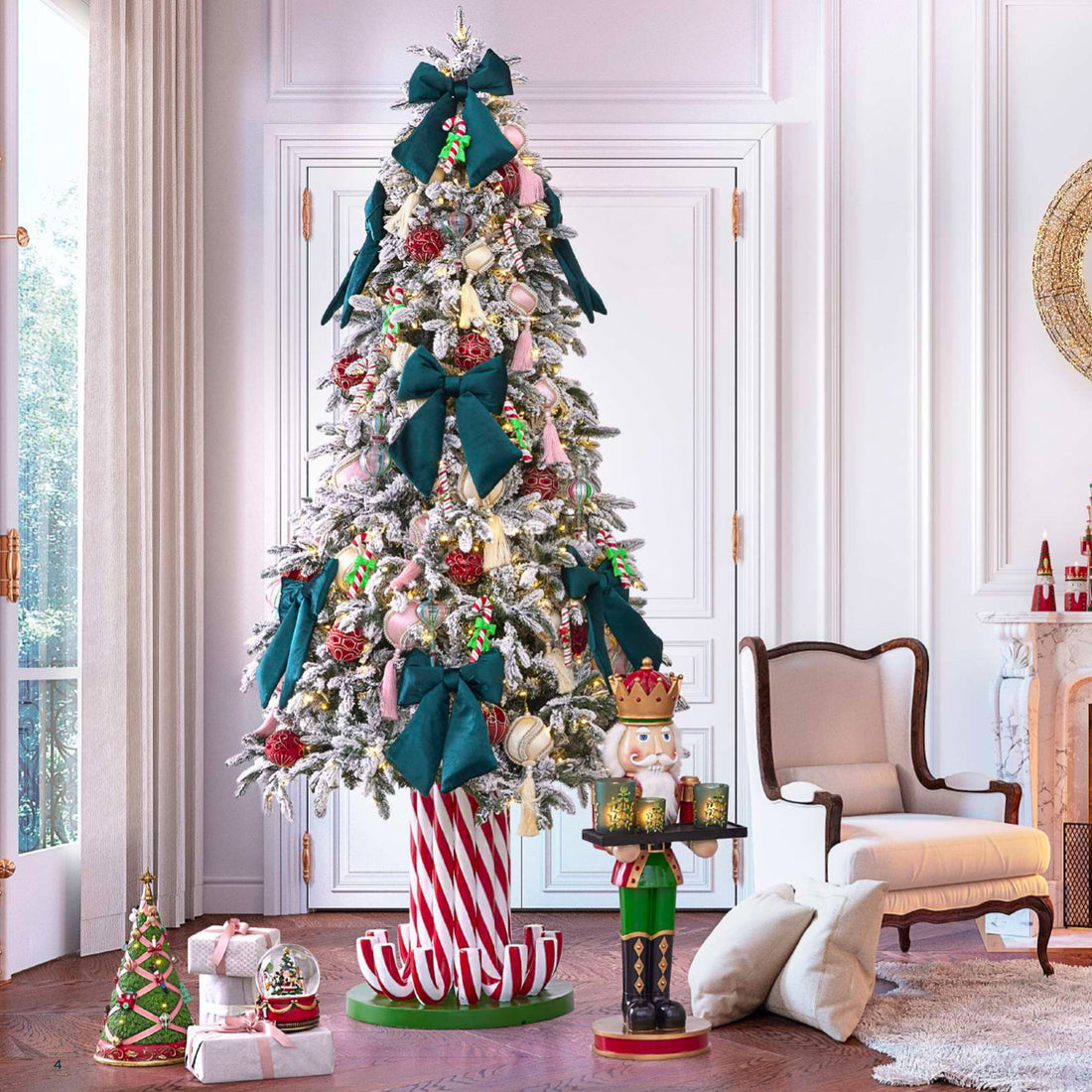 EDG - Fiocco Medio Imbottito Velluto Addobbo Decorazione Natalizia Natale Verdone Verde 28x36cm