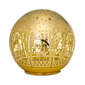 Palla di Natale luminosa Noel in vetro color oro 15 cm