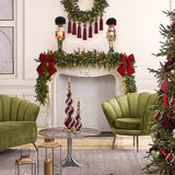 EDG Enzo De Gasperi Addobbo Fiocco Piccolo Imbottito in Velluto Rosso 25x21cm Decorazione Natalizia