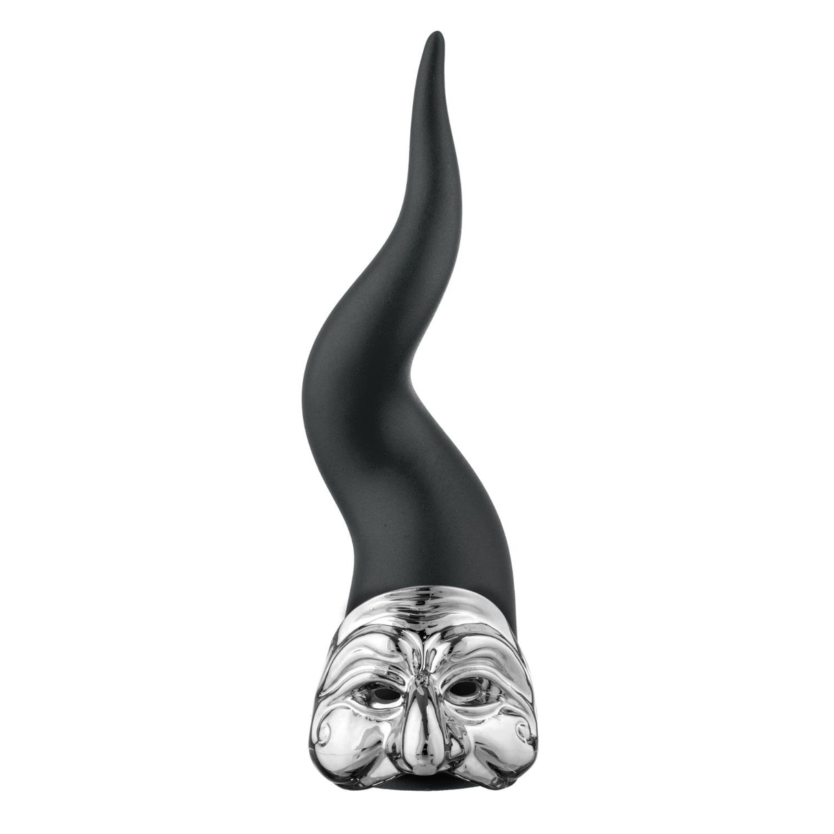 BONGELLI PREZIOSI Corno Cornetto Pulcinella Nero Bianco 21cm Marmorino