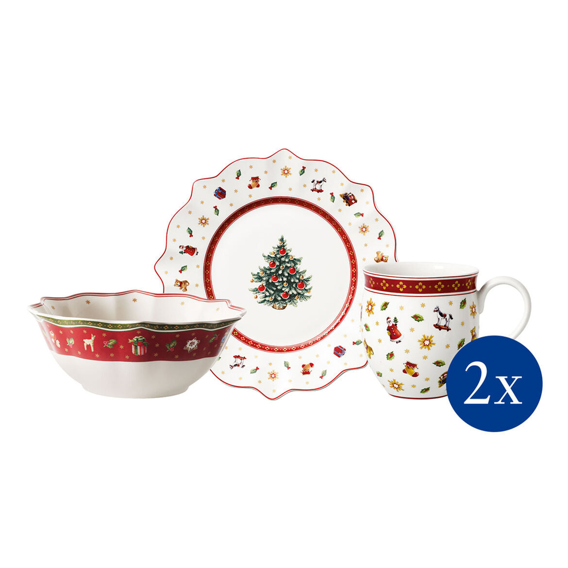 VILLEROY & BOCH Toy's Delight Set Colazione per 2 Tavola Natalizia Natale 6 Pezzi