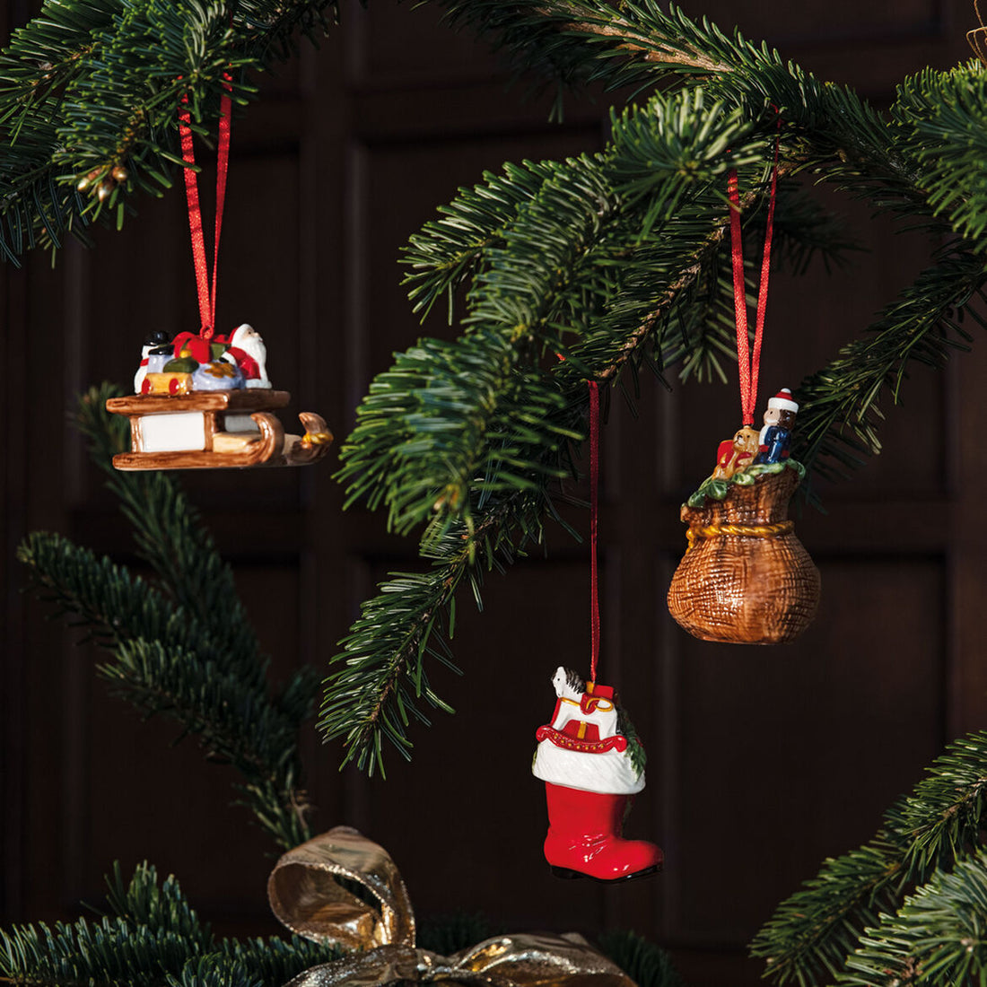VILLEROY &amp; BOCH Nostalgic Ornaments Set Addobbi Regali 3 Pezzi 6,3cm Natale