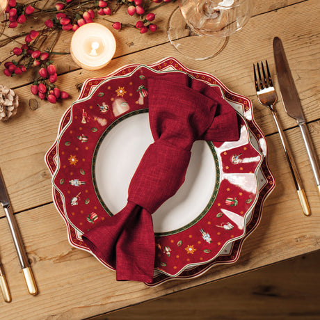 VILLEROY & BOCH Toy's Delight Piatto Piano Rosso 29cm Set 6 Pezzi Tavola Natale