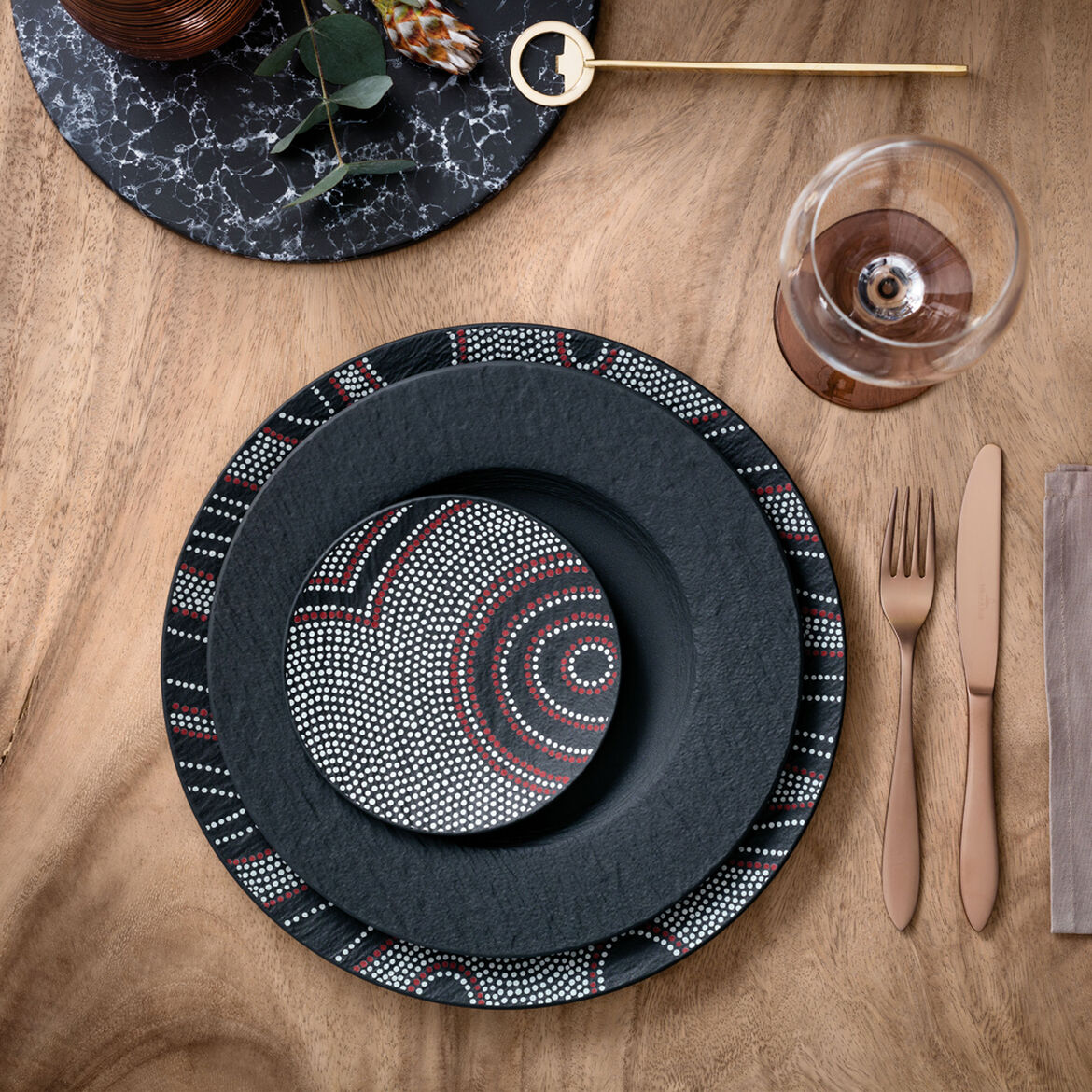 VILLEROY & BOCH Manufacture Rock Nero Set 6 Pezzi Piatto Piano 27cm Porcellana