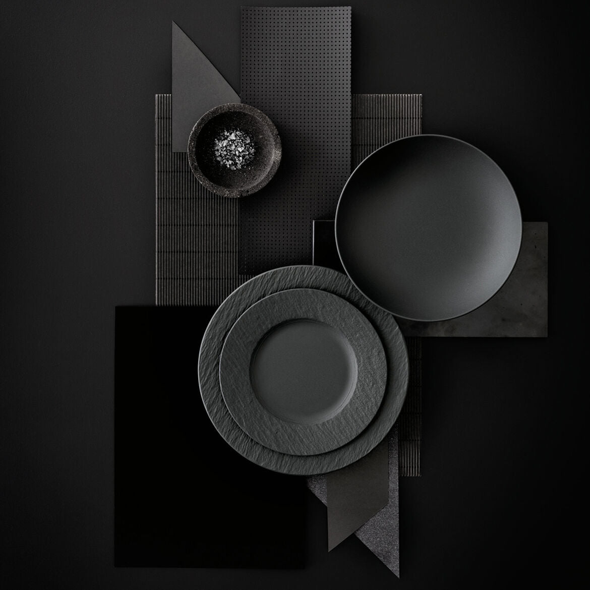 VILLEROY & BOCH Manufacture Rock Nero Set 6 Pezzi Piatto Piano 27cm Porcellana