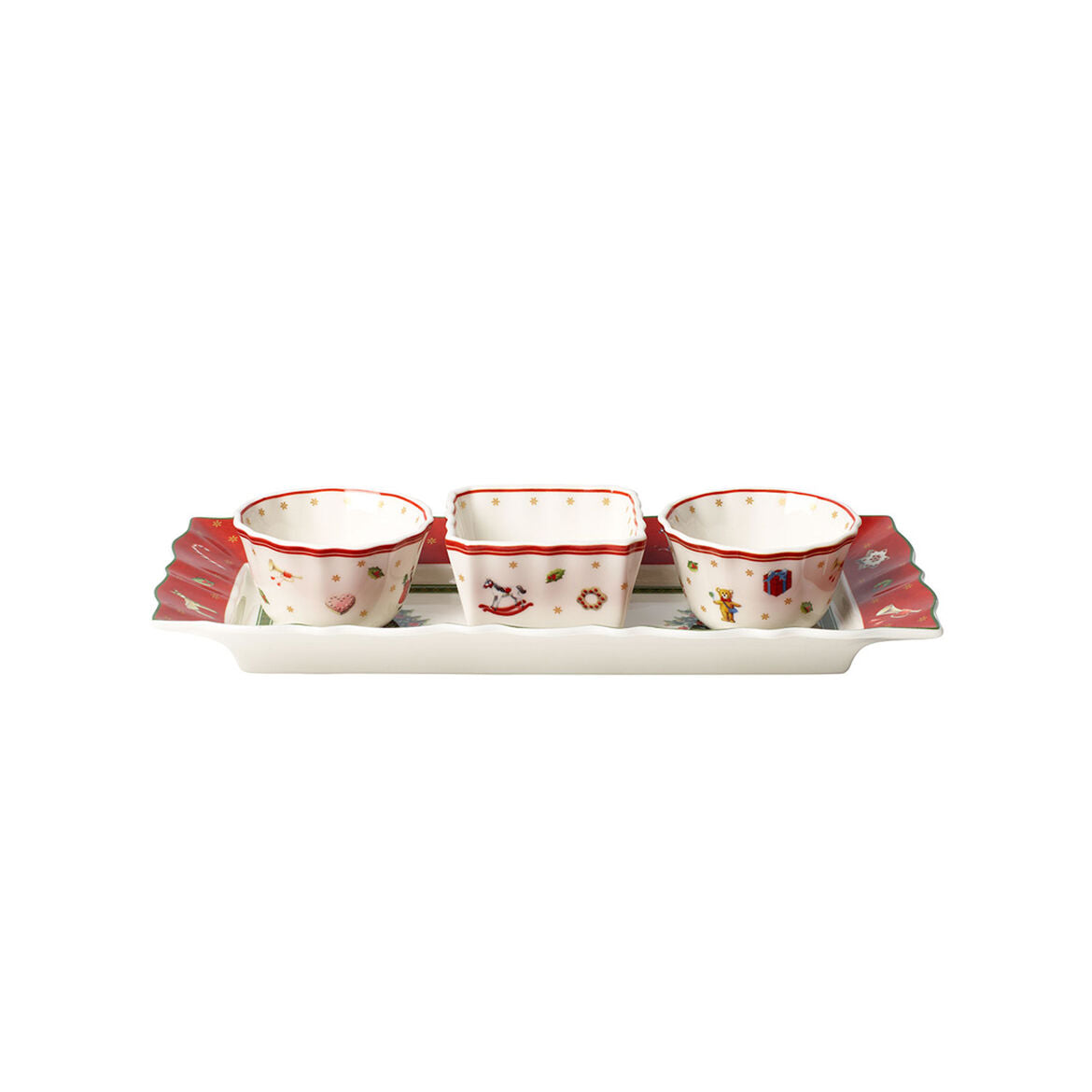 VILLEROY & BOCH Toy's Delight set Dip 4 Pezzi Ciotole c/Vassoio Tavola Natale