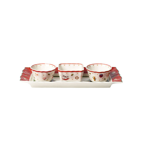 VILLEROY & BOCH Toy's Delight set Dip 4 Pezzi Ciotole c/Vassoio Tavola Natale