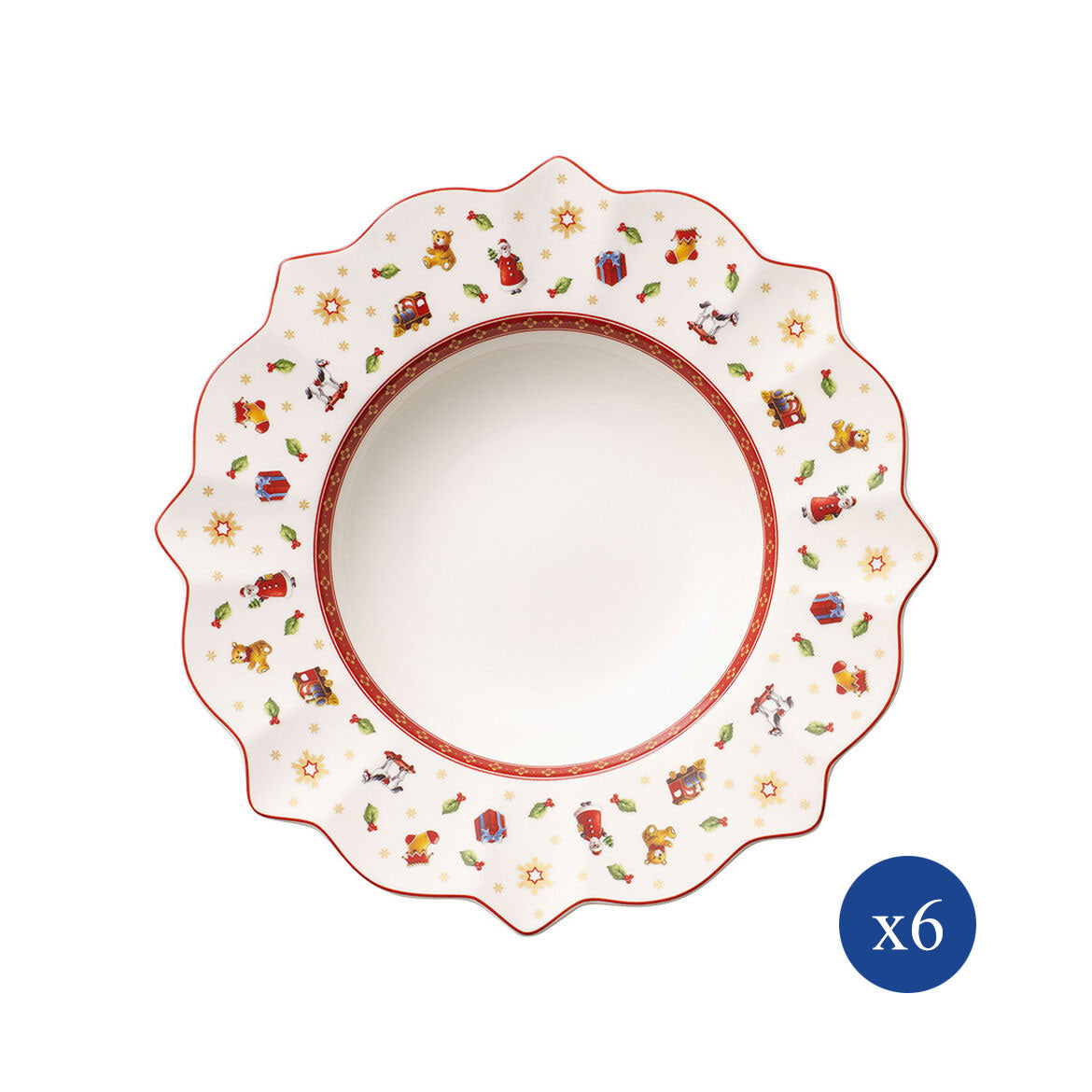 VILLEROY & BOCH Toy's Delight Piatto Fondo Bianco 6 Pezzi 26cm Tavola Natalizia